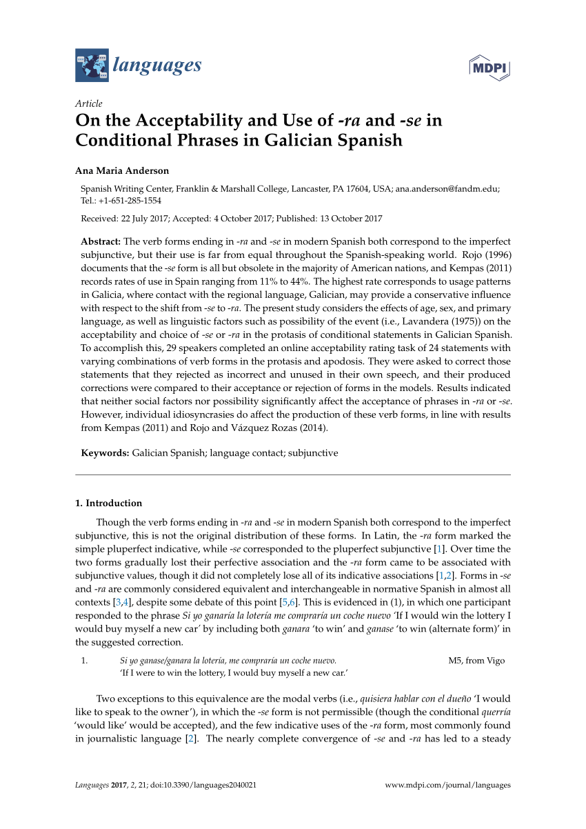 Pdf On The Acceptability And Use Of Ra And Se In Conditional