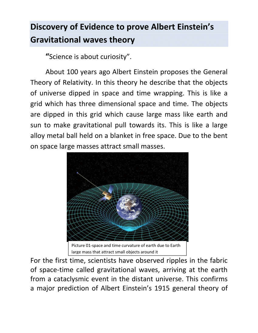 Pdf Discovery Of Evidence To Prove Albert Einstein S Gravitational Waves Theory