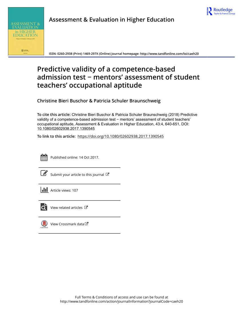 pdf-predictive-validity-of-a-competence-based-admission-test-mentors-assessment-of-student