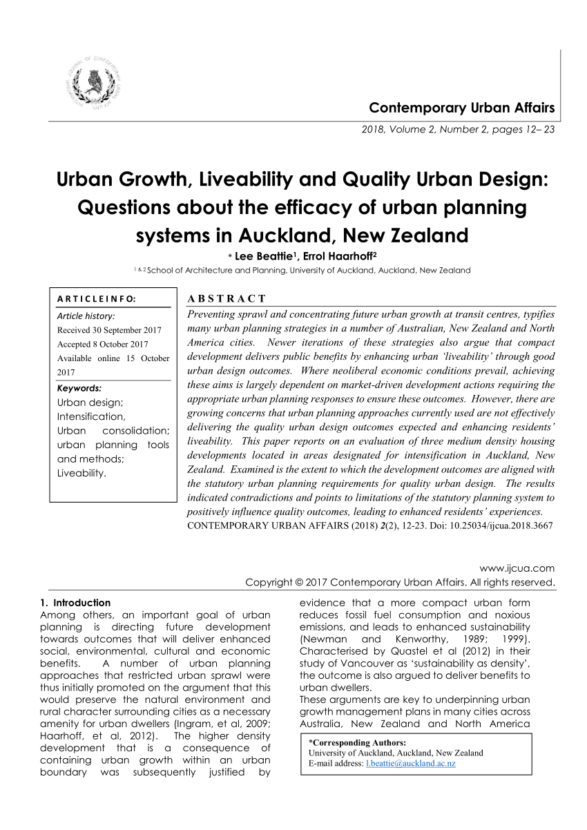 urban development research questions