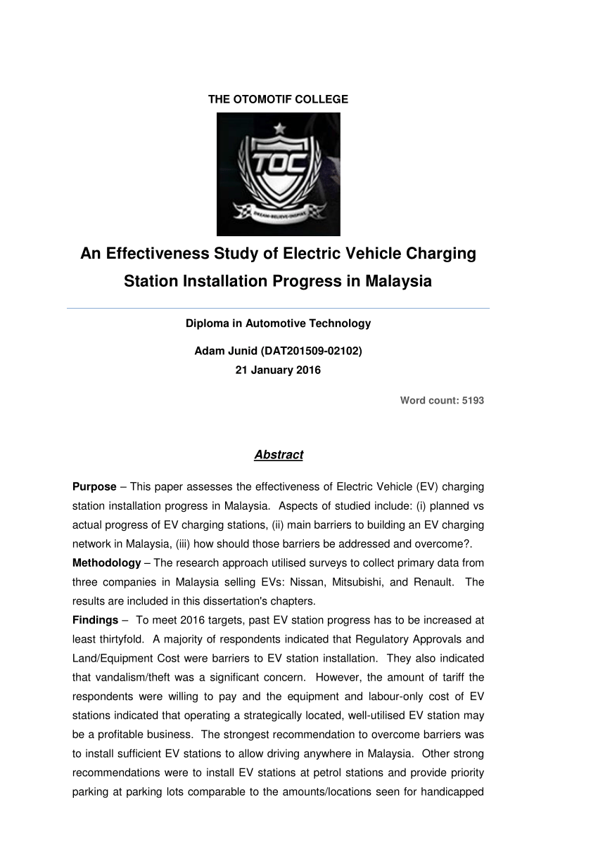 (PDF) A Study of Electric Vehicle Charging Station Installation