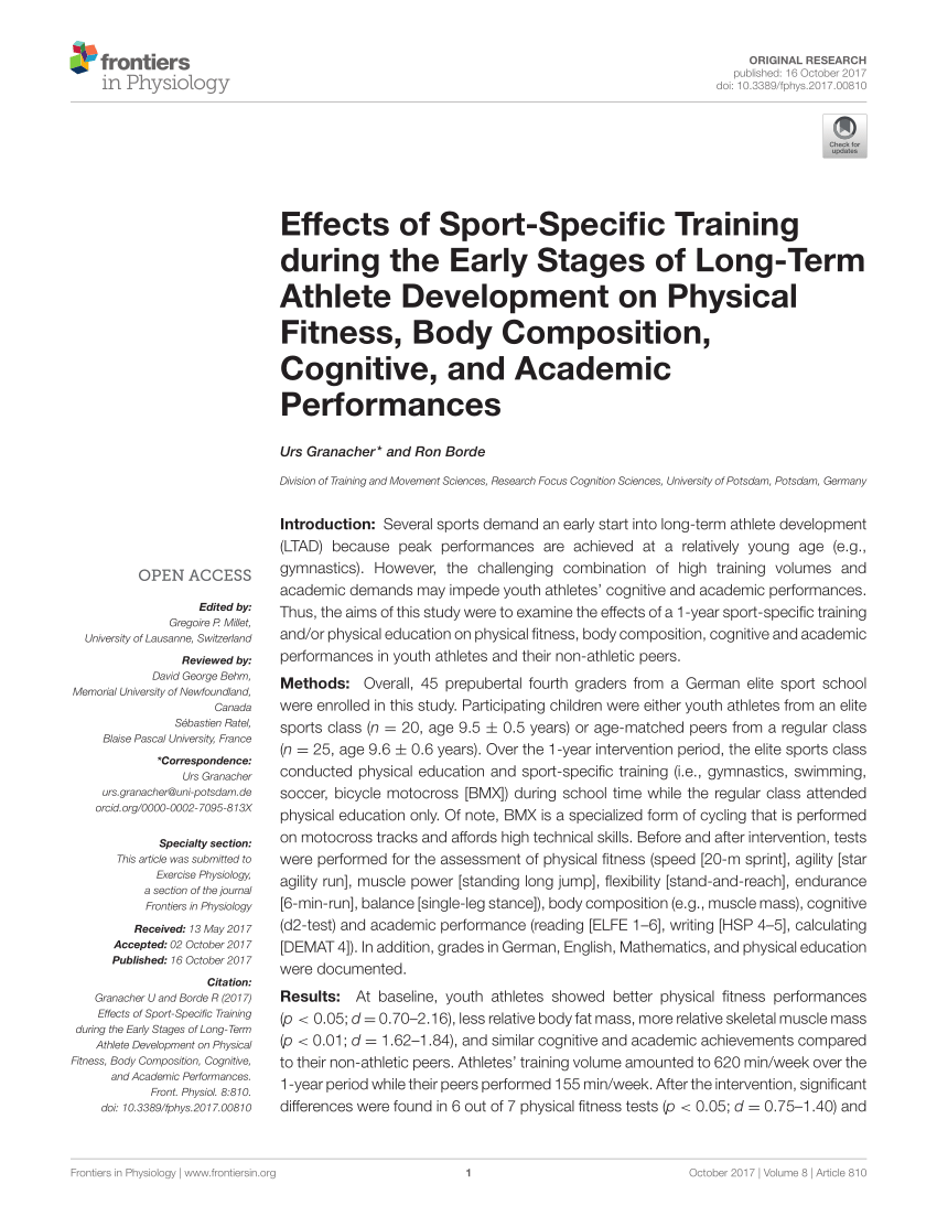 PDF) Effects of Sport-Specific Training during the Early Stages of ...
