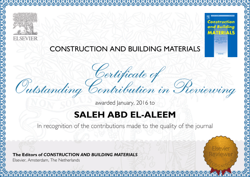 (PDF) Certificate from Construction and Building Materials