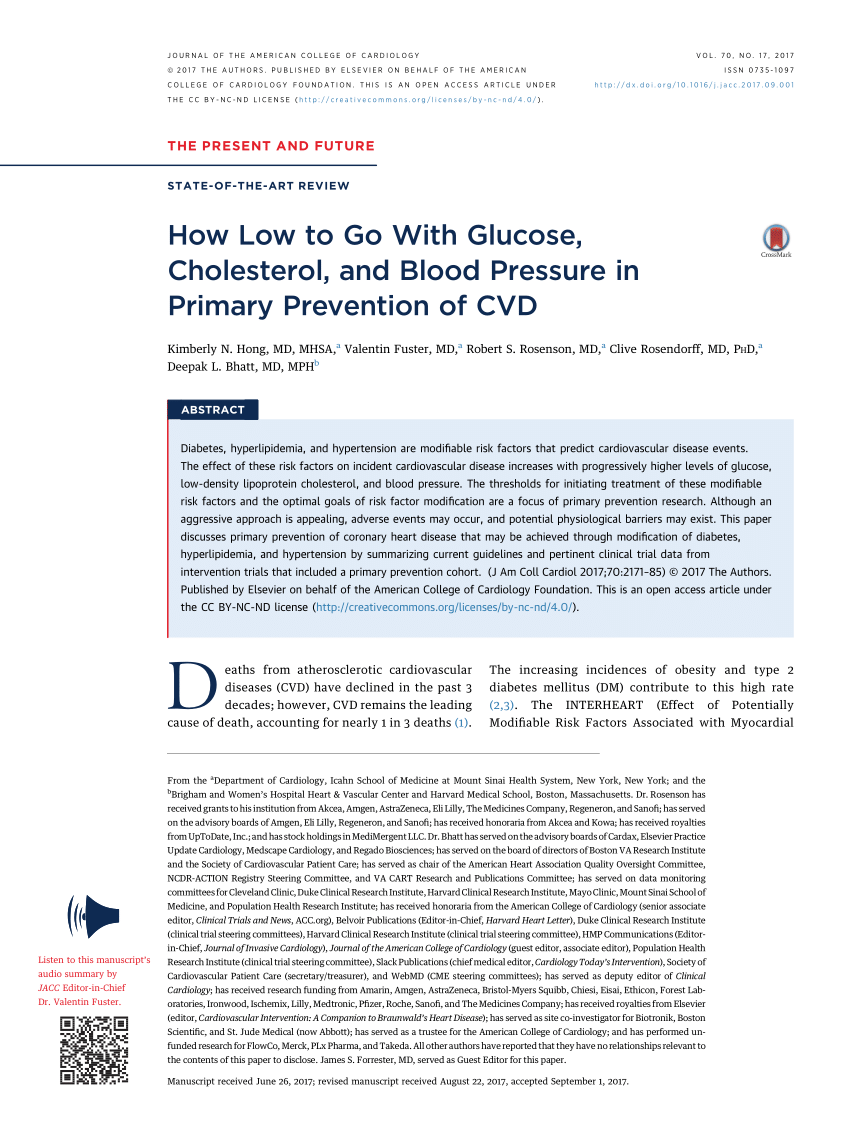 Pdf How Low To Go With Glucose Cholesterol And Blood Pressure In Primary Prevention Of Cvd