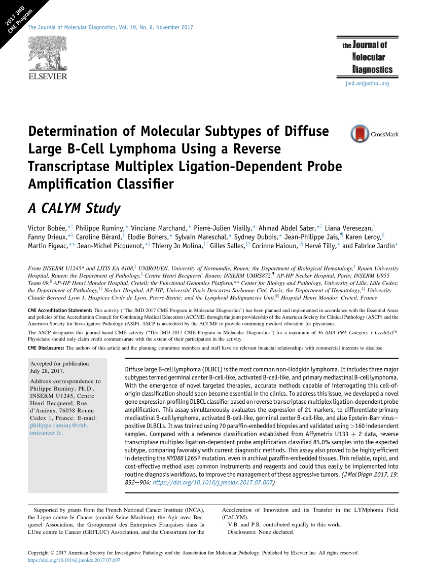 PDF) Determination of Molecular Subtypes of Diffuse Large B-Cell