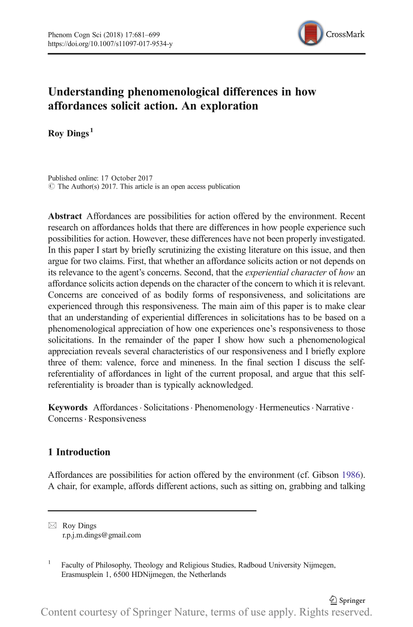 Valnød Preference praktiserende læge PDF) Understanding phenomenological differences in how affordances solicit  action. An exploration