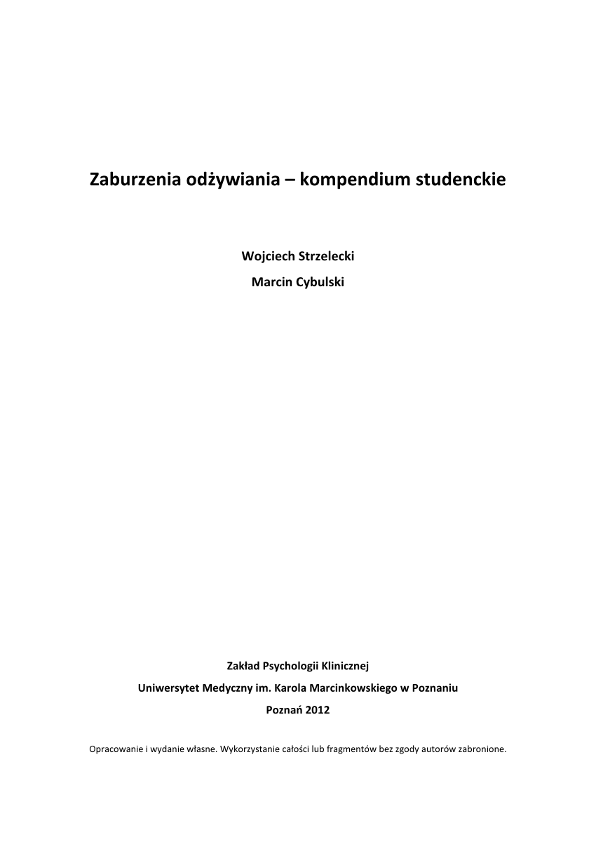 Pdf Zaburzenia Odzywiania Kompendium Studenckie