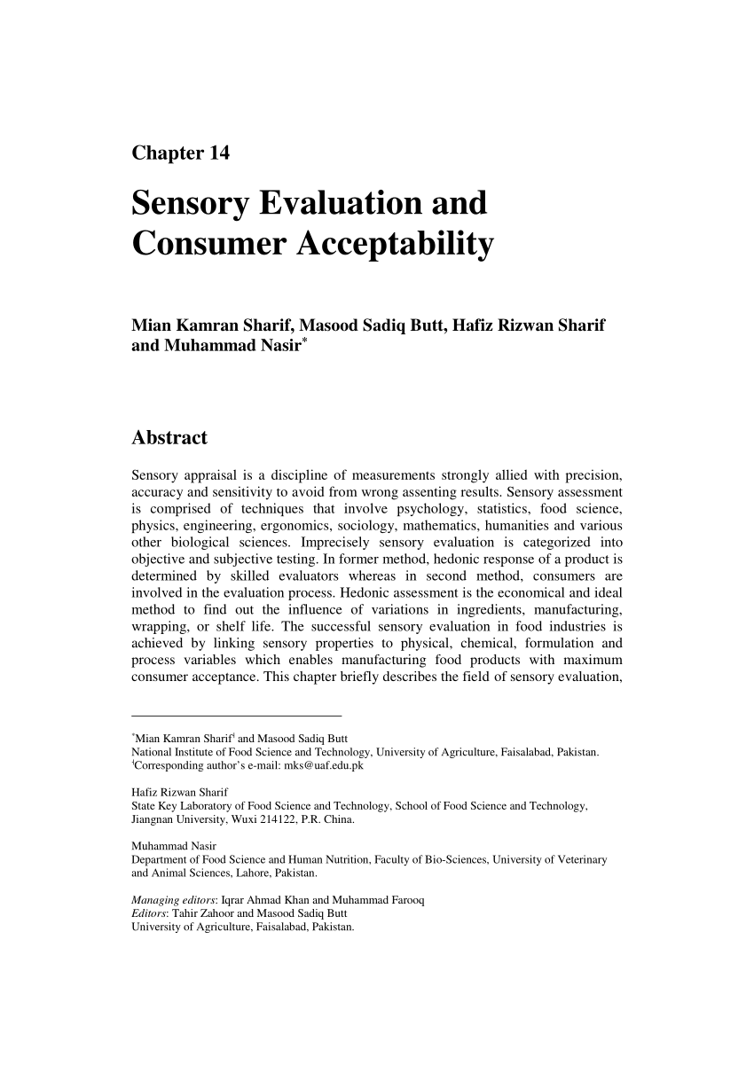 thesis on sensory evaluation