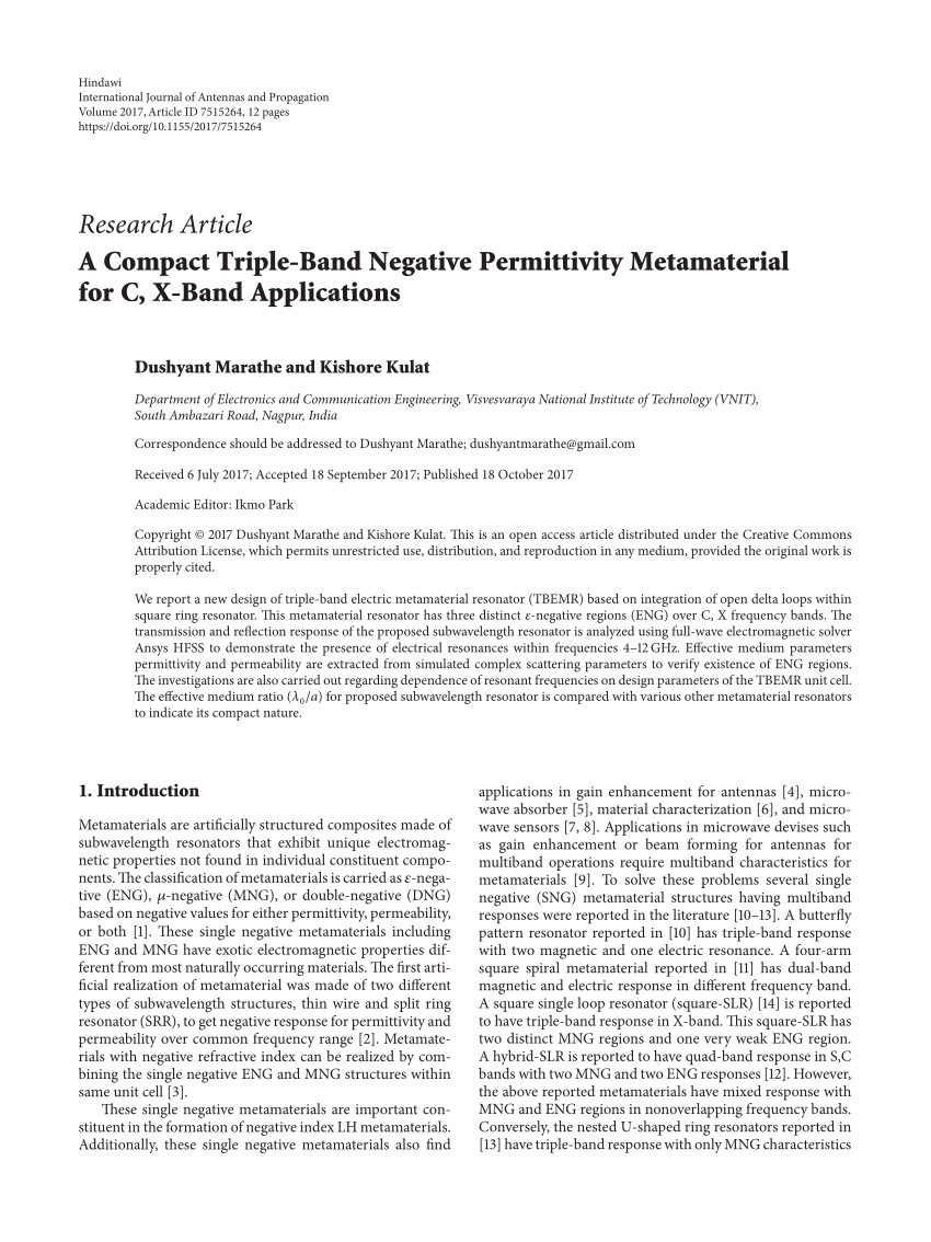 PDF) A Compact Triple-Band Negative Permittivity Metamaterial for
