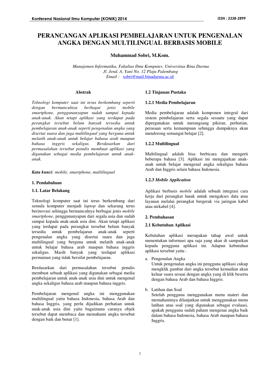(PDF) Konferensi Nasional Ilmu Komputer (KONIK) 2014 PERANCANGAN