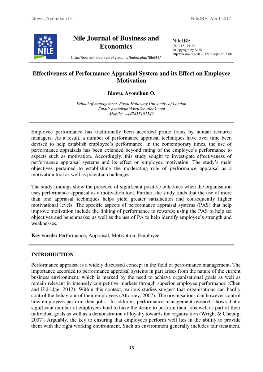Research paper on pay for performance