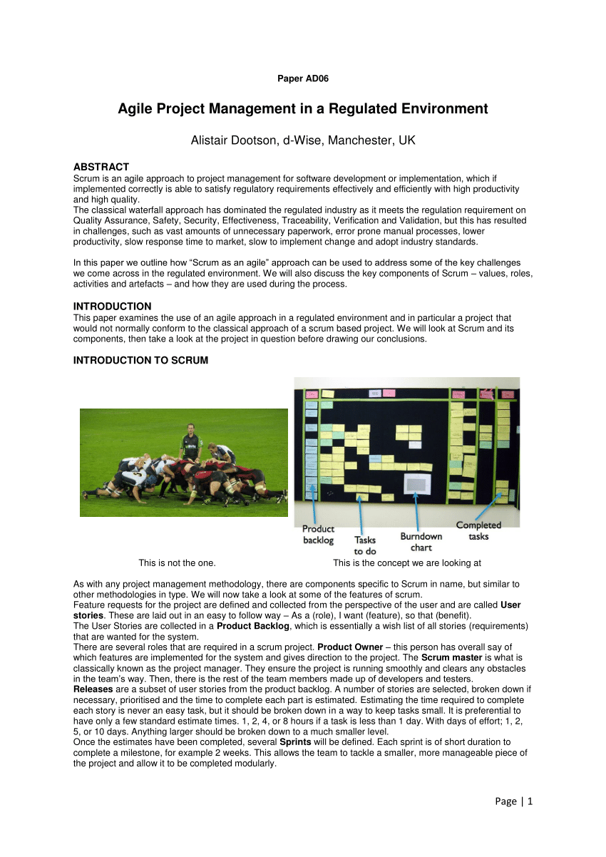 Pdf Agile Project Management In A Regulated Environment