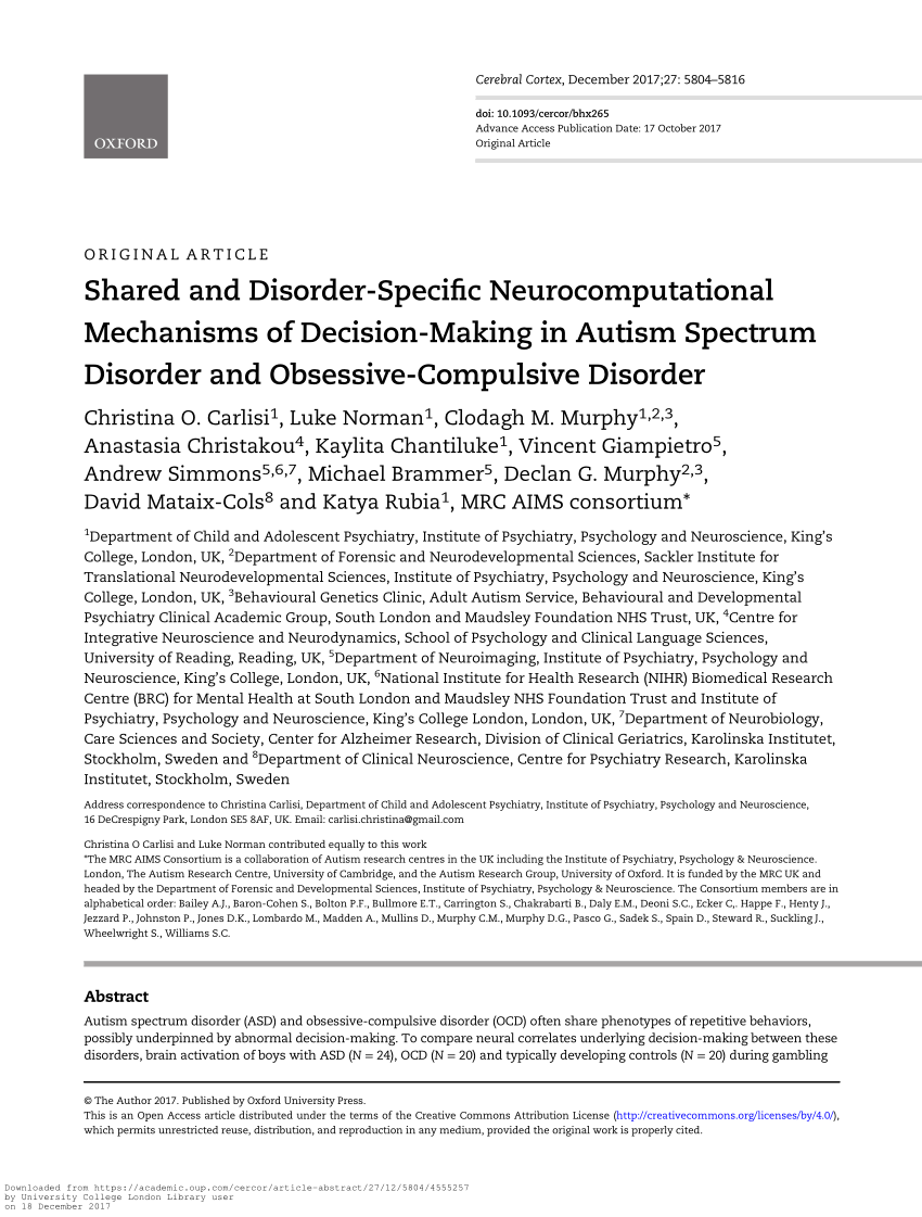 research papers on ocd