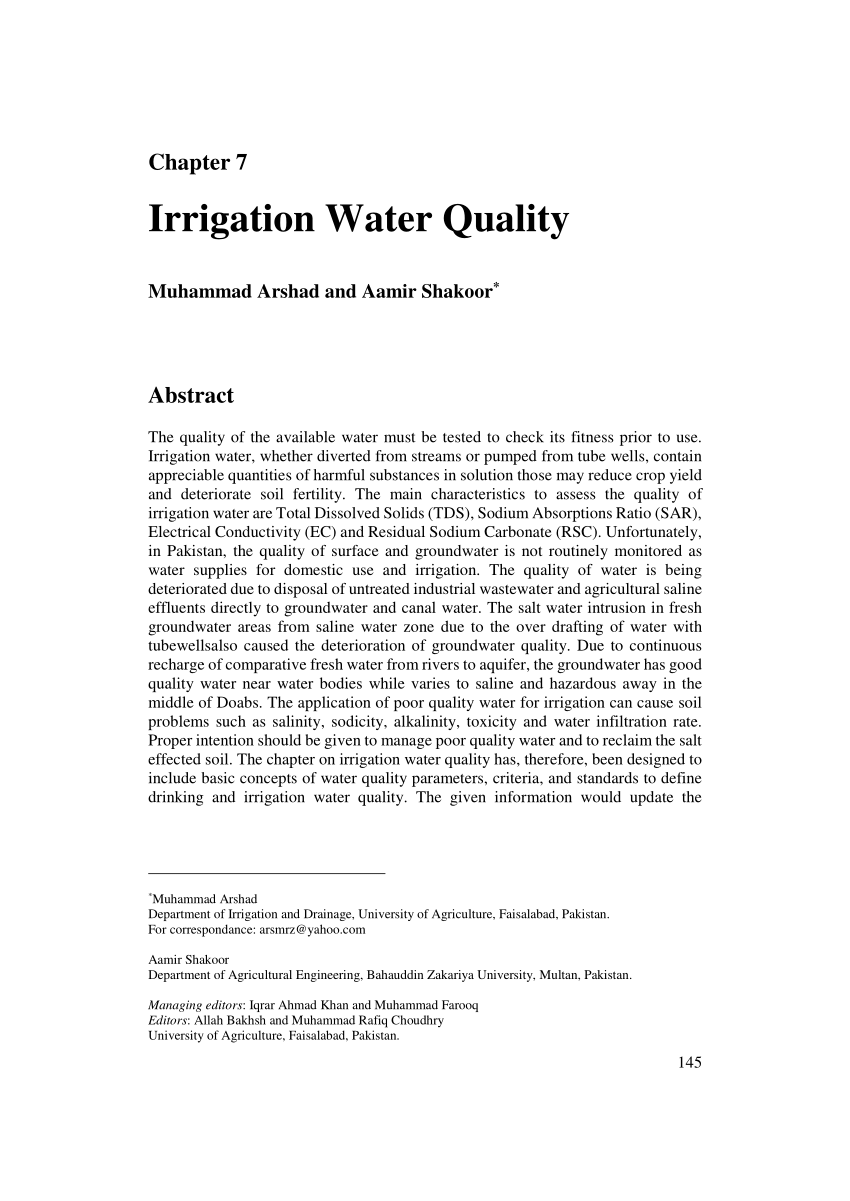 research paper on irrigation water quality