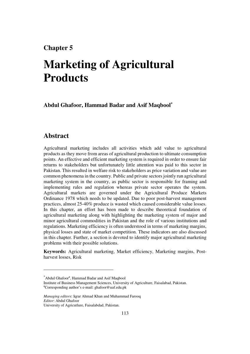 literature review on agriculture marketing