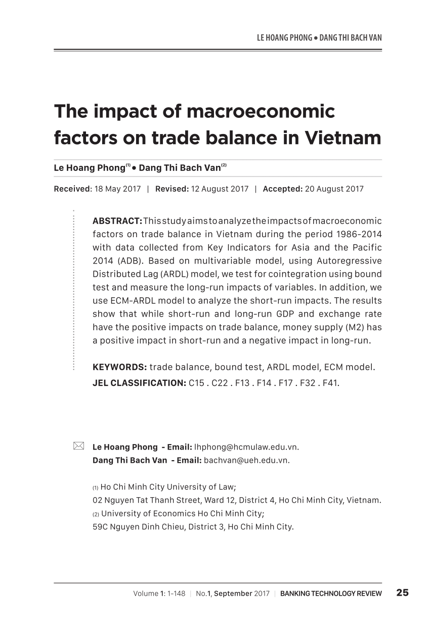 Pdf The Impact Of Macroeconomic Factors On Trade Balance In Vietnam