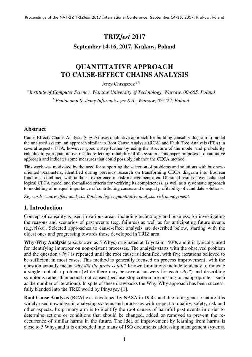 quantitative research title cause and effect