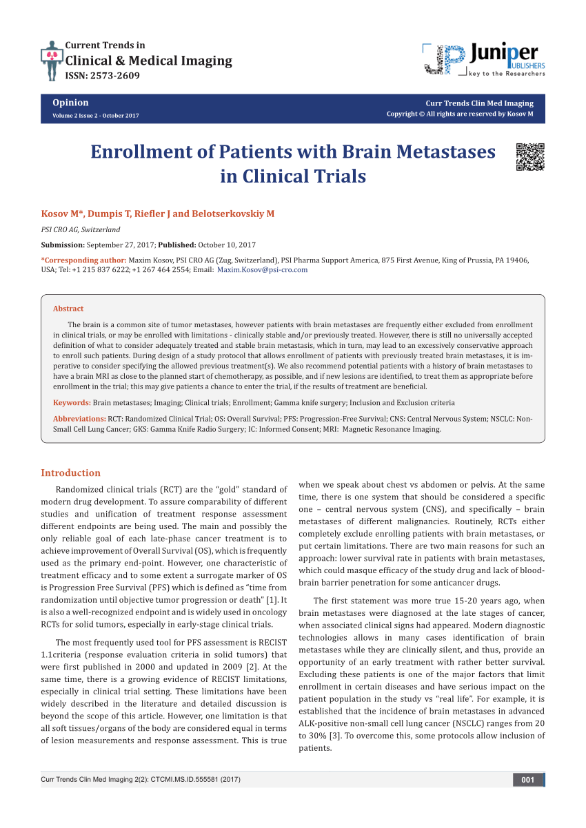 brain metastases research papers