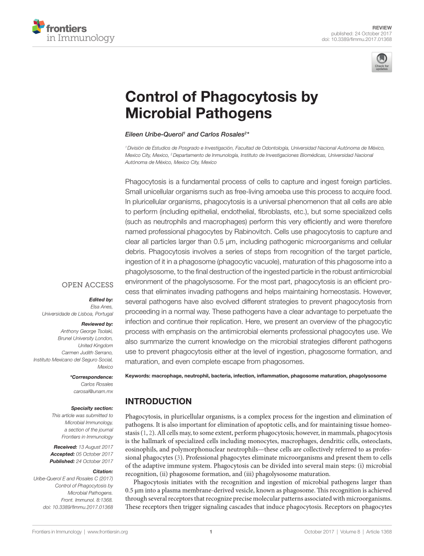 (PDF) Control of Phagocytosis by Microbial Pathogens