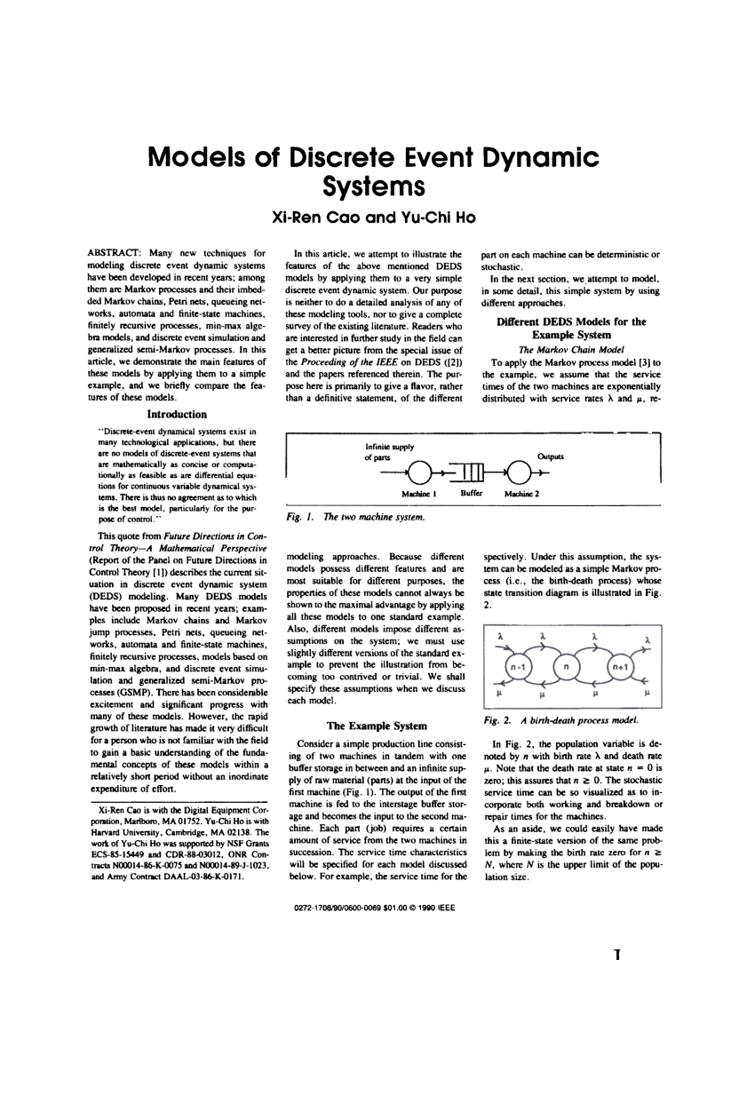 Pdf Models Of Discrete Event Dynamic Systems