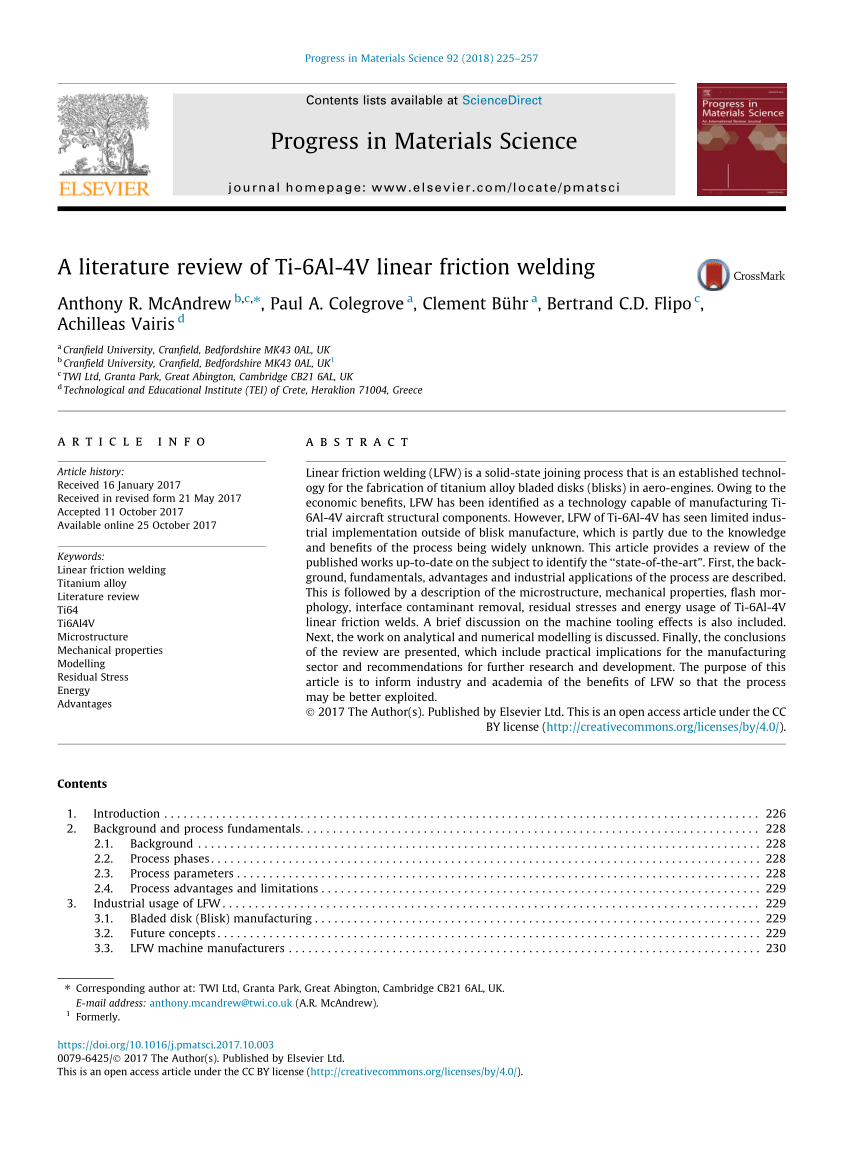 literature review on welding process