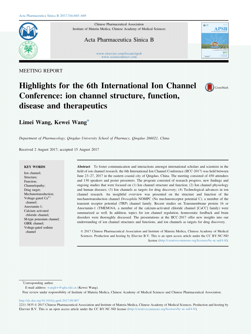 (PDF) Highlights for the 6th International Ion Channel Conference Ion