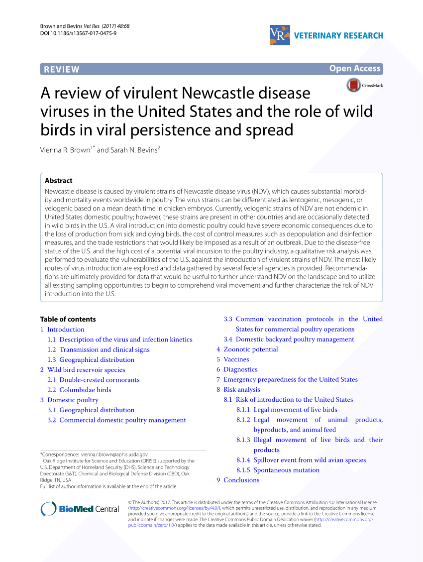 PDF A Review Of Virulent Newcastle Disease
