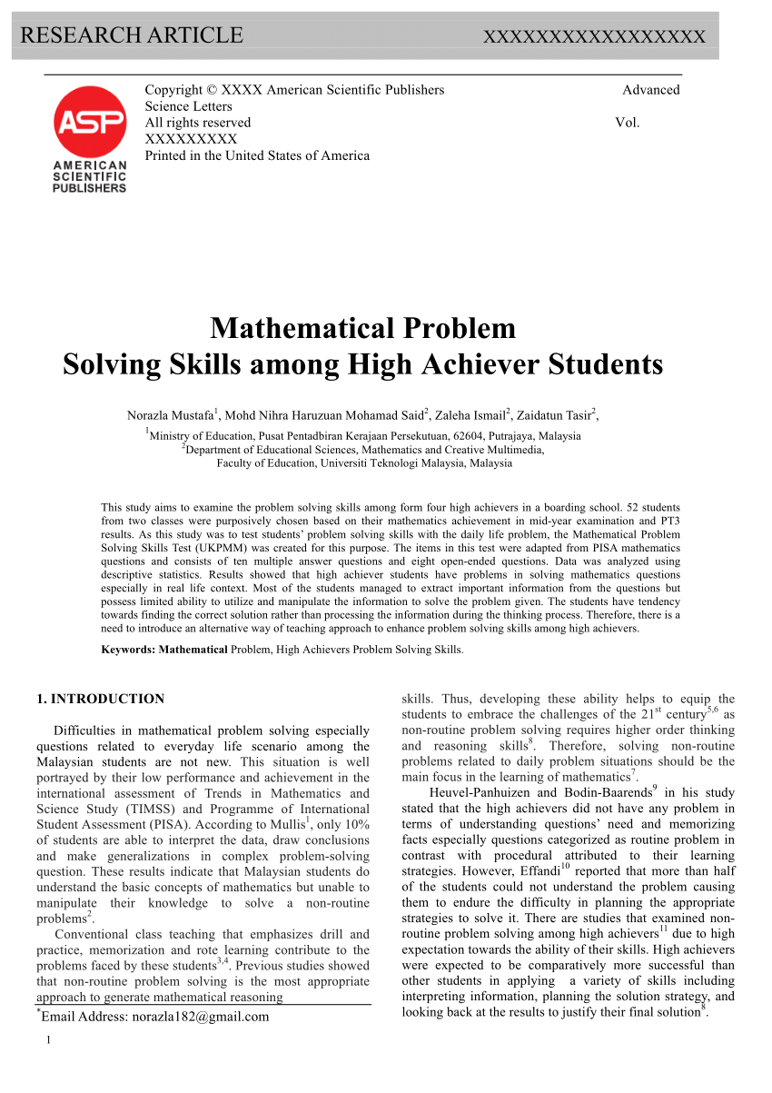 mathematical problem solving pdf