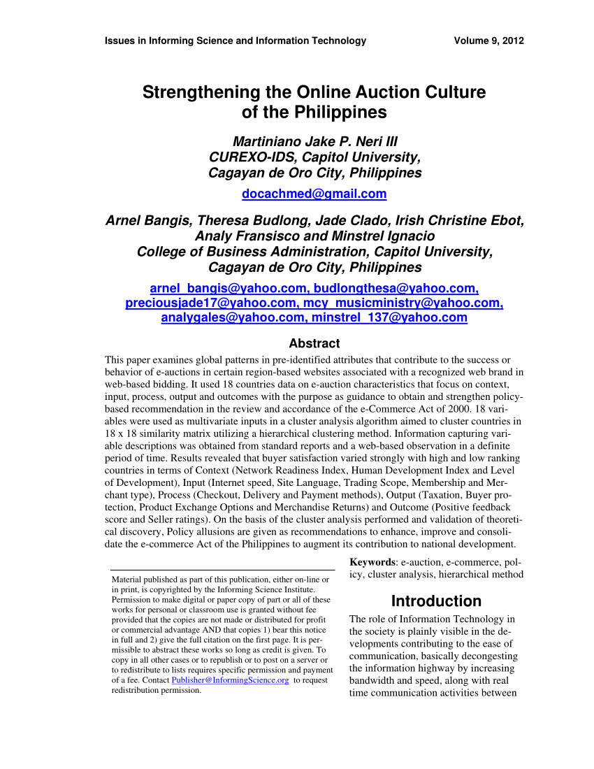 PDF) Strengthening the Online Auction Culture of the Philippines