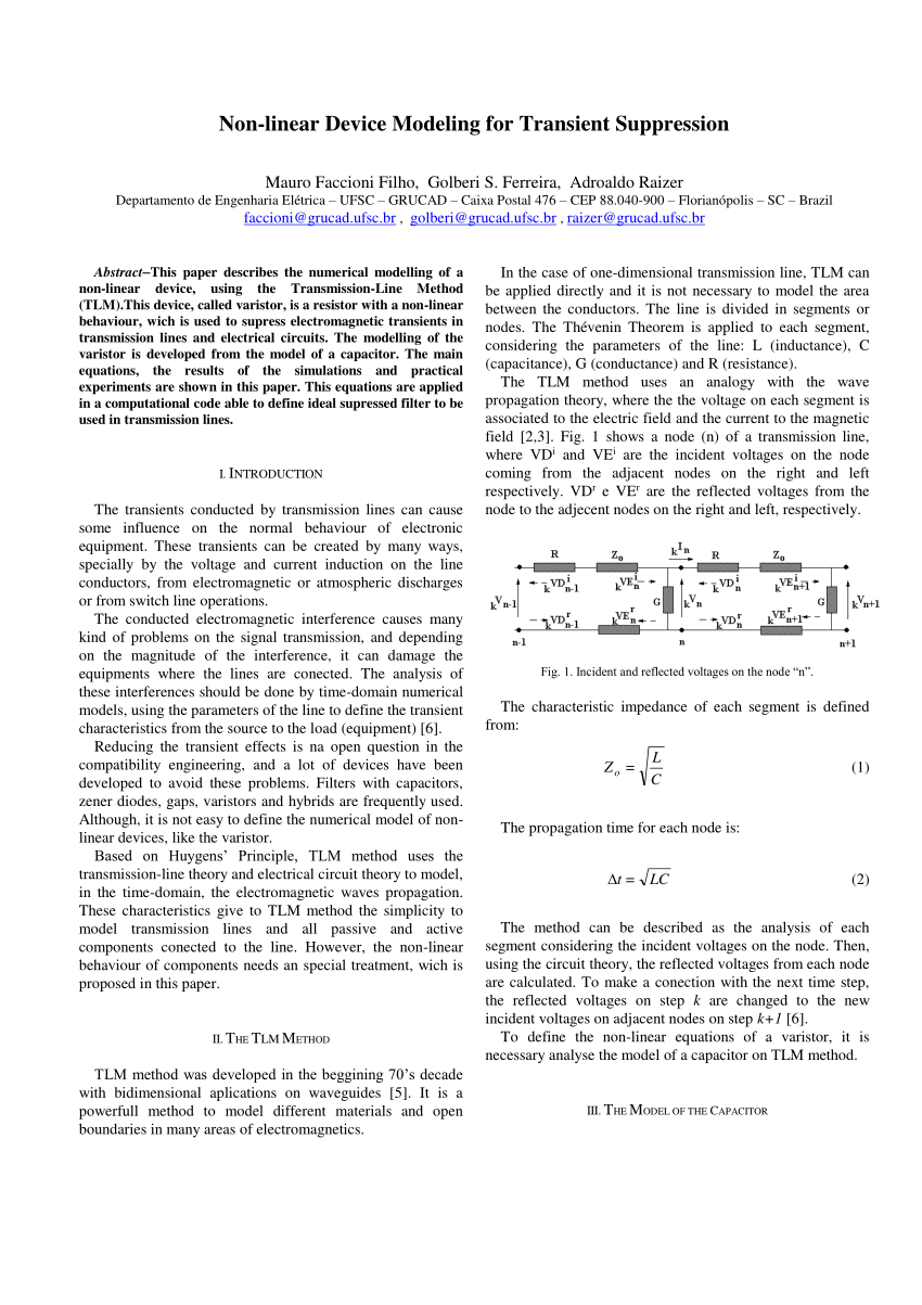 (PDF) Non-linear Device Modeling for Transient Suppression