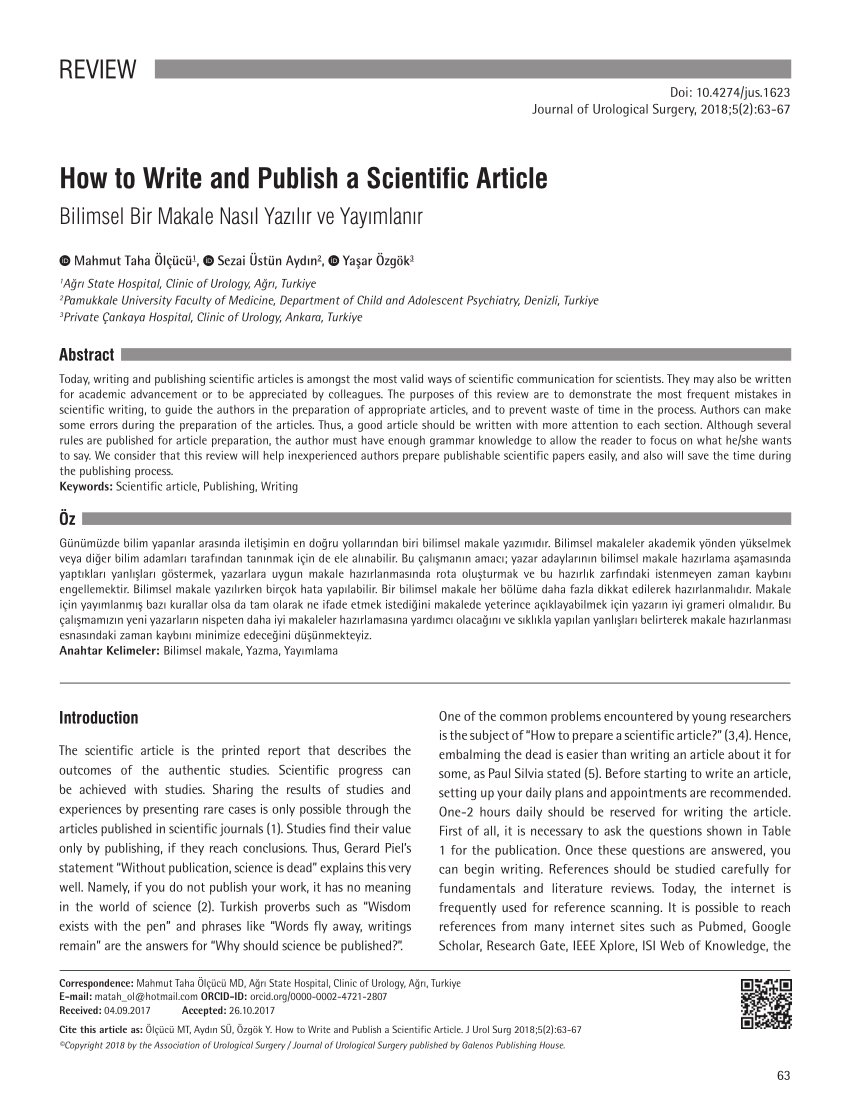 PDF) How to Write and Publish a Scientific Article
