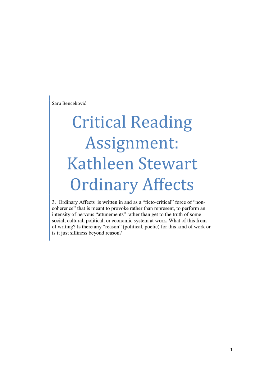 critical reading assignments