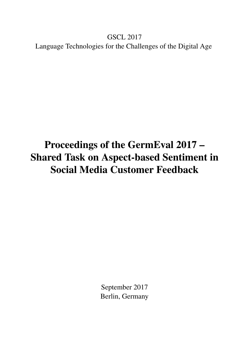 PDF) Proceedings of the GermEval 2017-Shared Task on Aspect-based ...