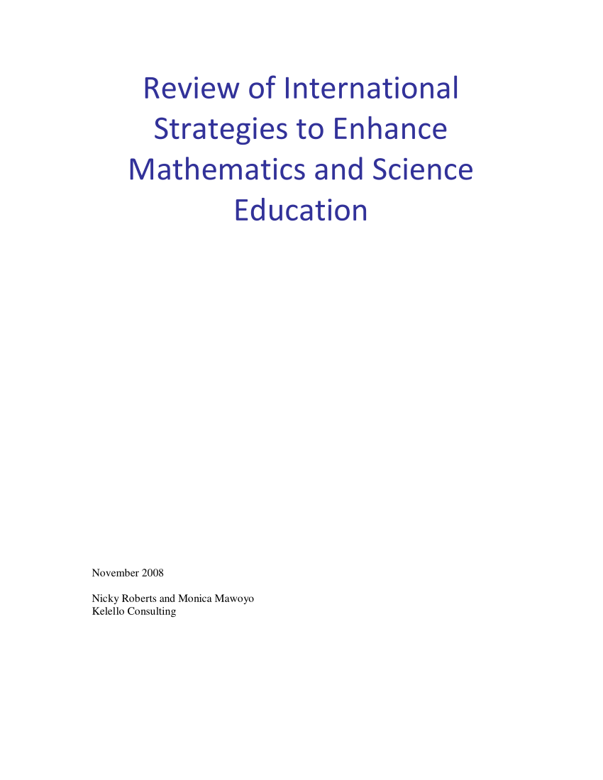research issues in mathematics and science education pdf