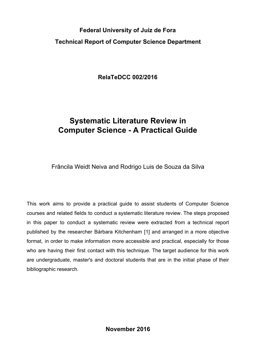systematic literature review in computer science a practical guide