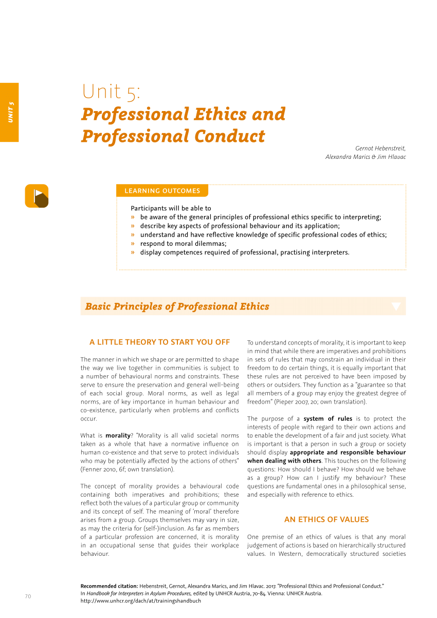 an essay of professional ethics