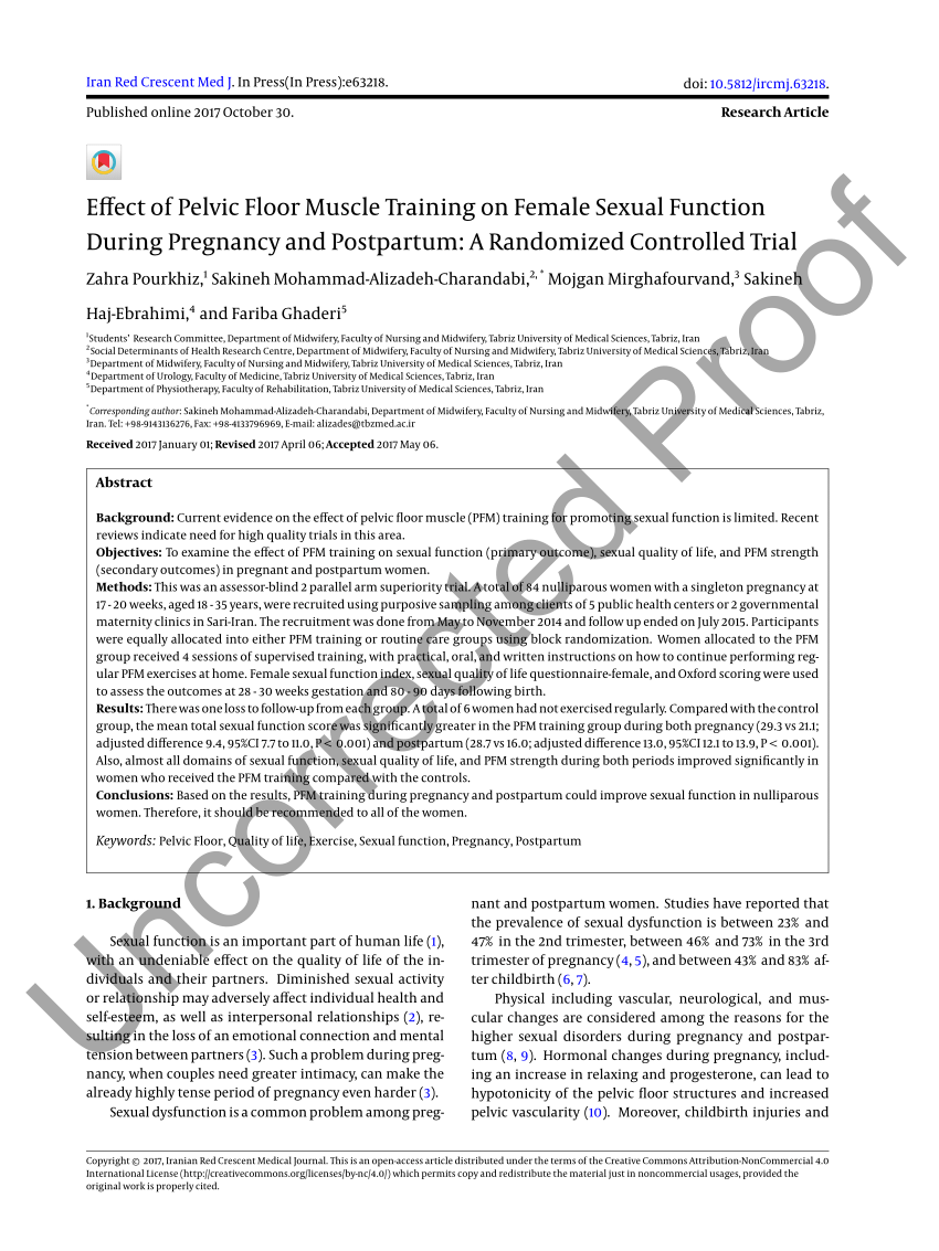Pdf Effect Of Pelvic Floor Muscle Training On Female Sexual