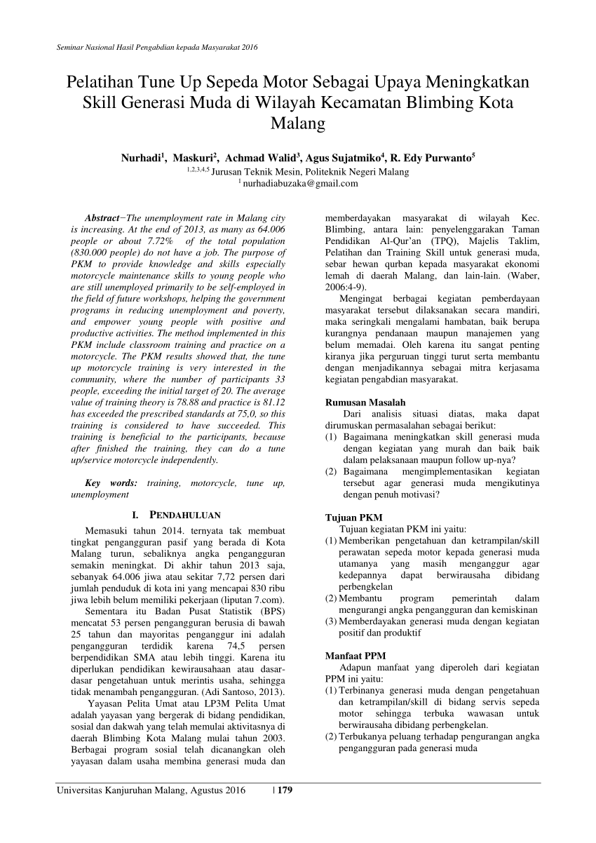  PDF Pelatihan Tune  Up  Sepeda  Motor  Sebagai Upaya 