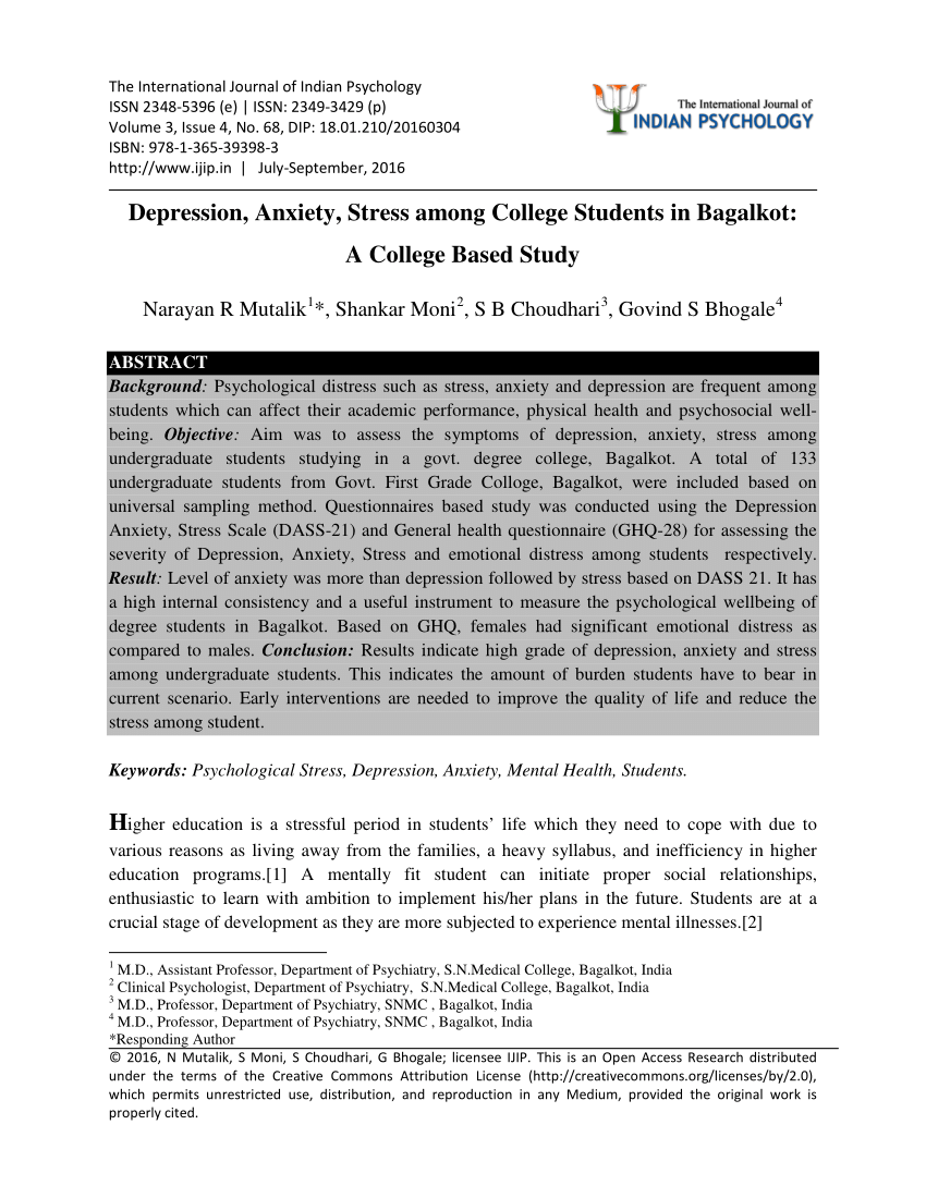 research title about students depression