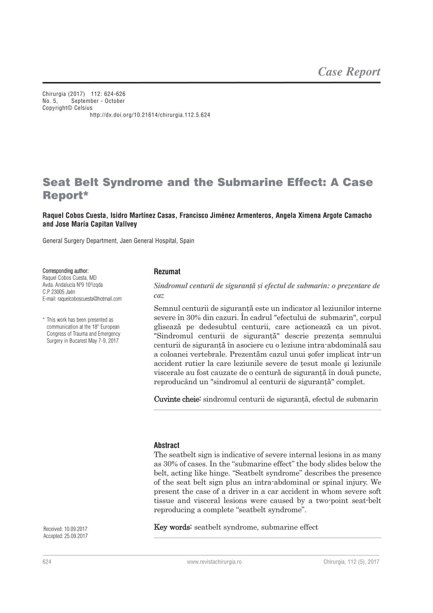(PDF) Seat Belt Syndrome and the Submarine Effect: A Case Report