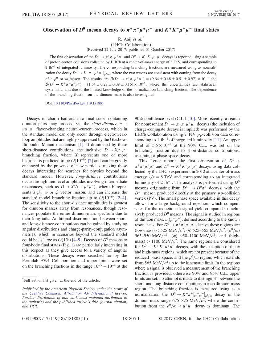 Pdf Observation Of D 0 Meson Decays To P P M M And K K M M Final States