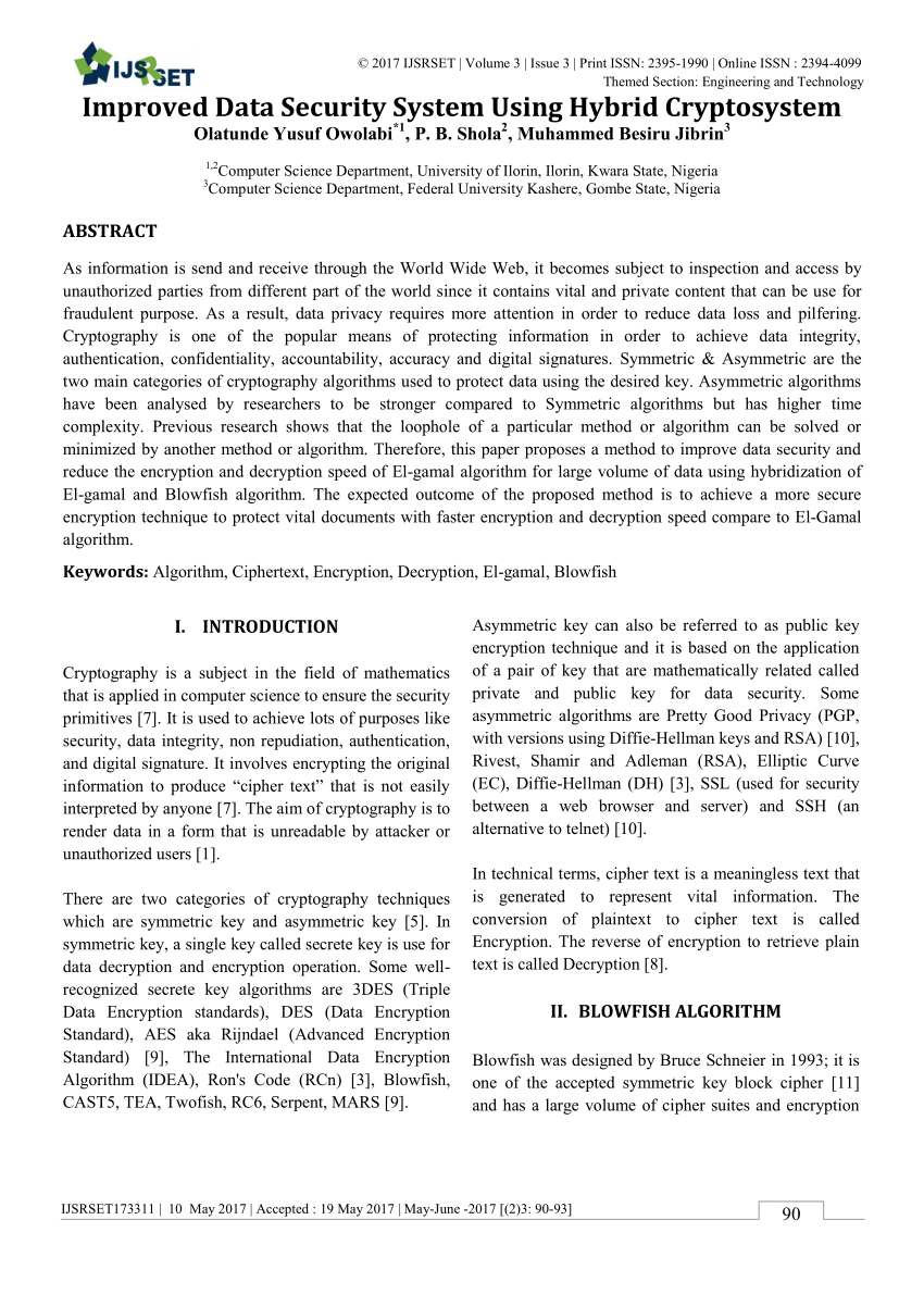 Pdf Enhancing The Data Security In Cloud By Implementing Hybrid Rsa Aes Encryption Algorithm