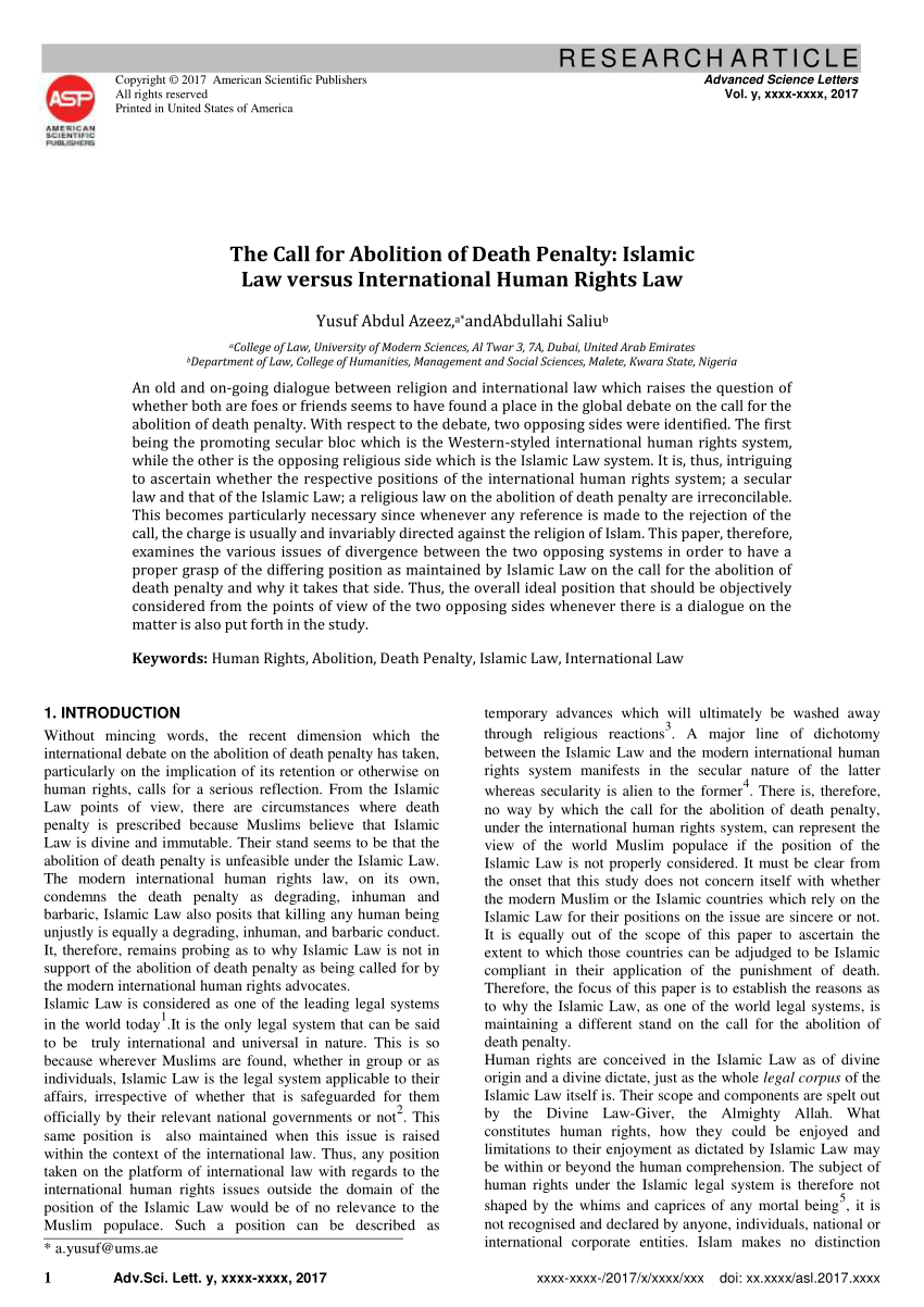 Pdf The Call For Abolition Of Death Penalty Islamic Law Versus International Human Rights Law [ 1202 x 850 Pixel ]