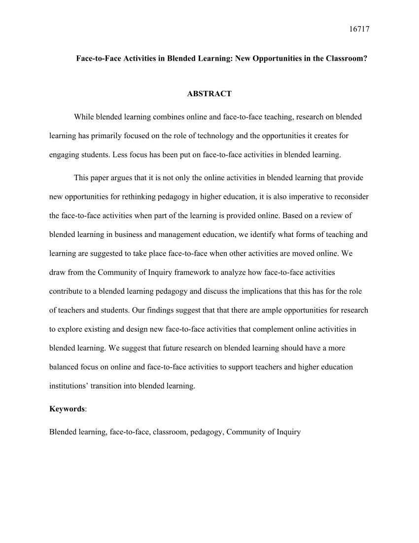 expository essay about face to face classes