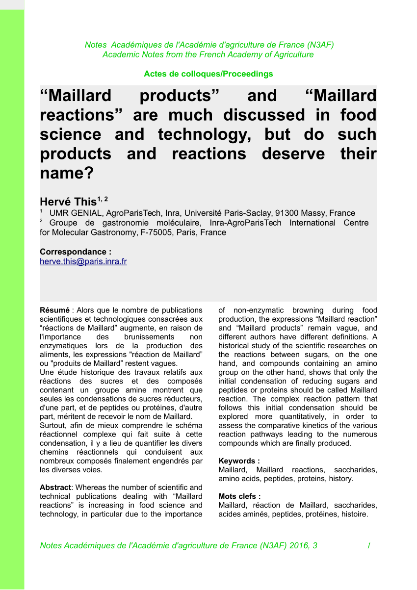 PDF) “Maillard products” and “Maillard reactions” are much ...