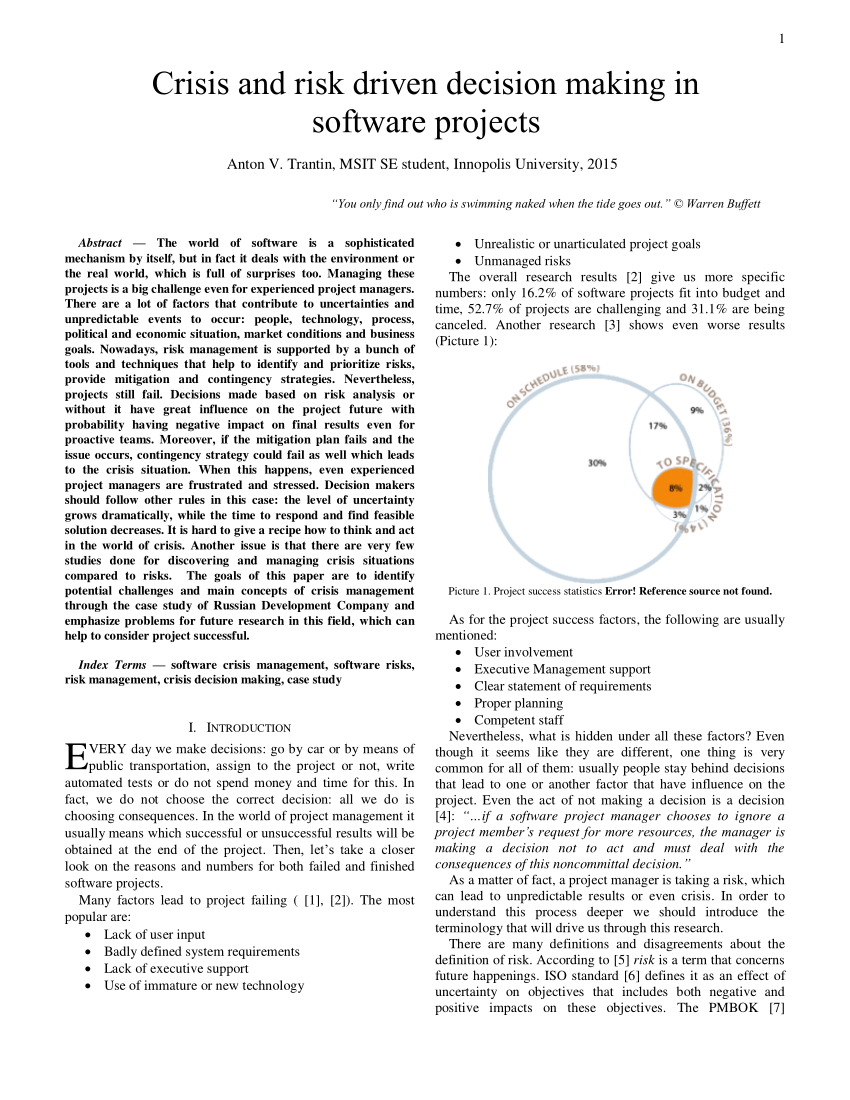 Pdf Crisis Driven Decision Making In Software Projects - 