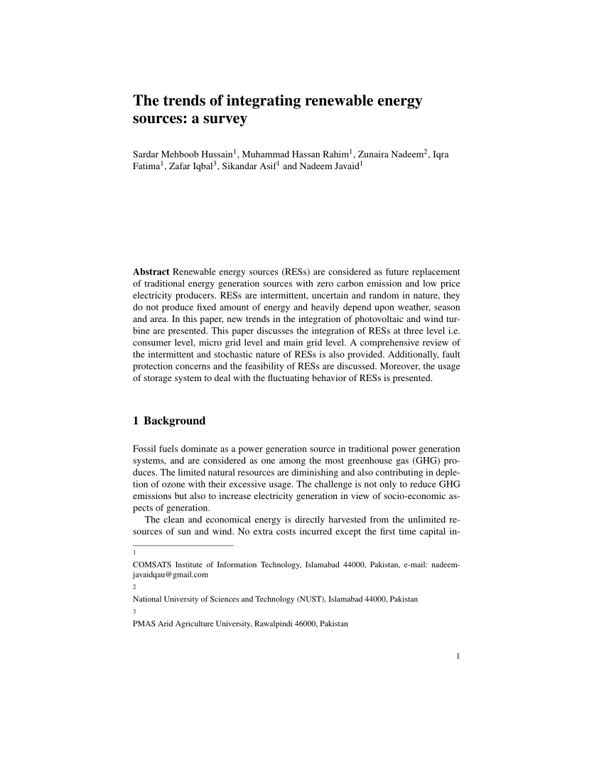 Pdf The Trends Of Integrating Renewable Energy Sources A