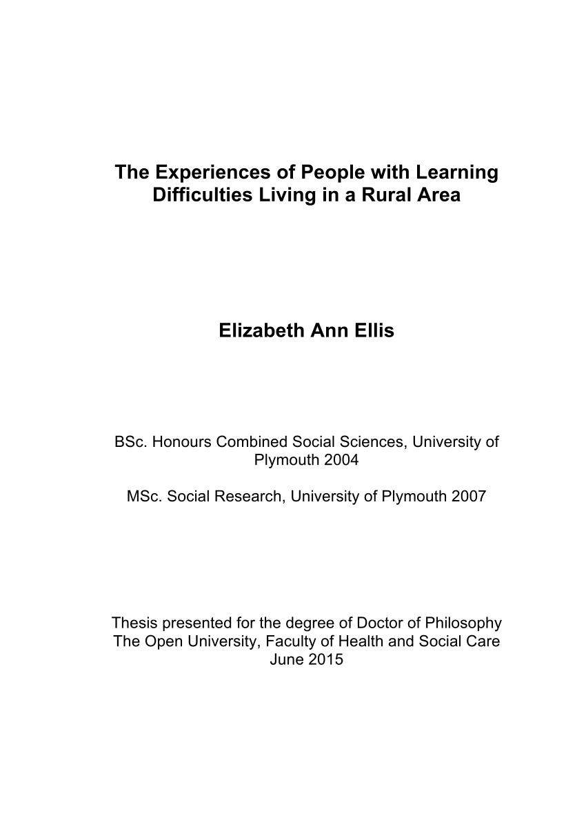 phd thesis in learning difficulties