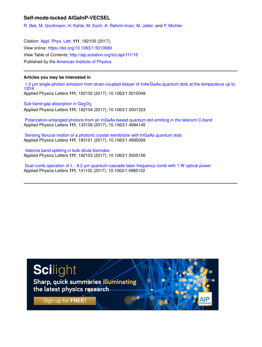 PDF Bestimmung der nichtlinearen Reflektivität von sättigbaren Halbleiterabsorberspiegeln im roten Spektralbereich