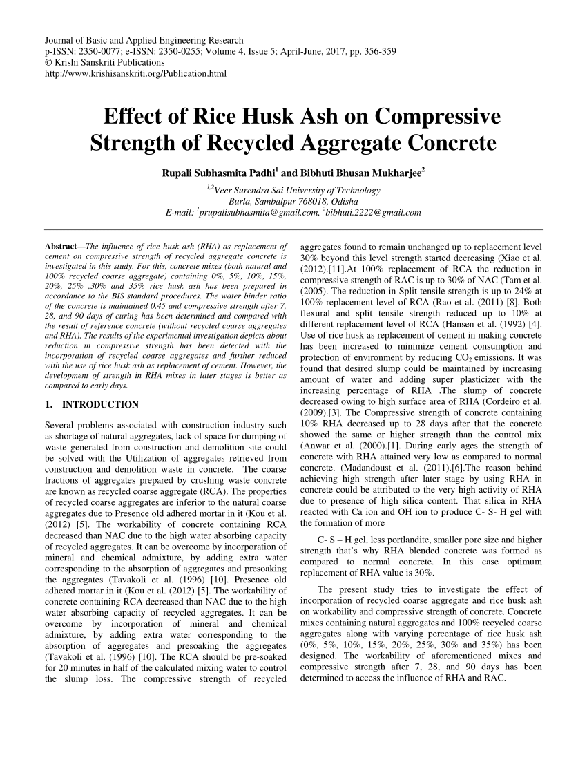 research paper on rice husk ash